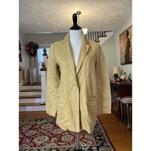 Nice Things Paloma Blazer Women's Size 42 100% Cotton Camel Brown One Button L
